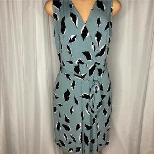 LOFT sleeveless grayish blue dress with belt size medium (pull on left shoulder)